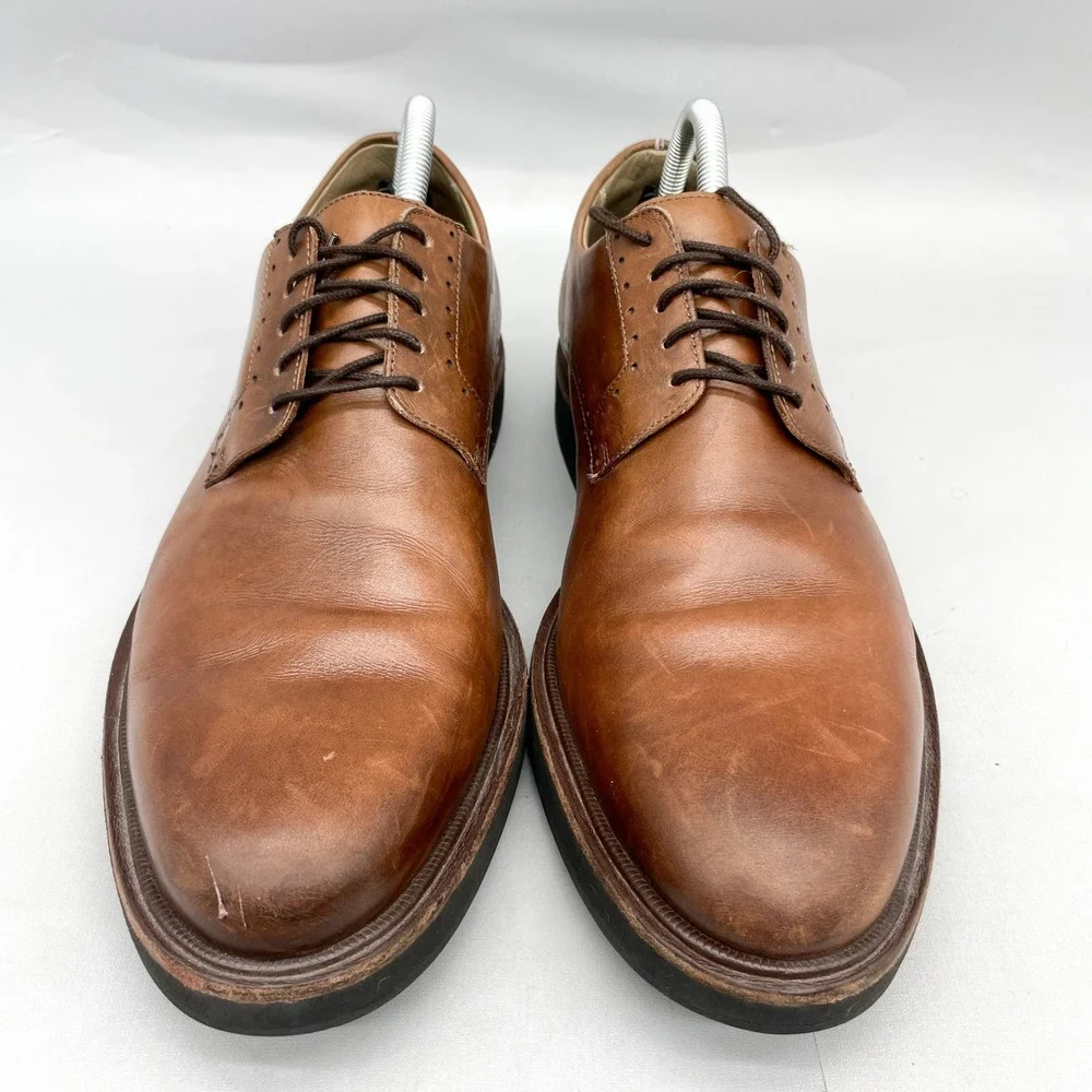 Allen Edmonds Brooklyn Light Derby Shoes Mens 10.5 Brown Leather Oxford Casual